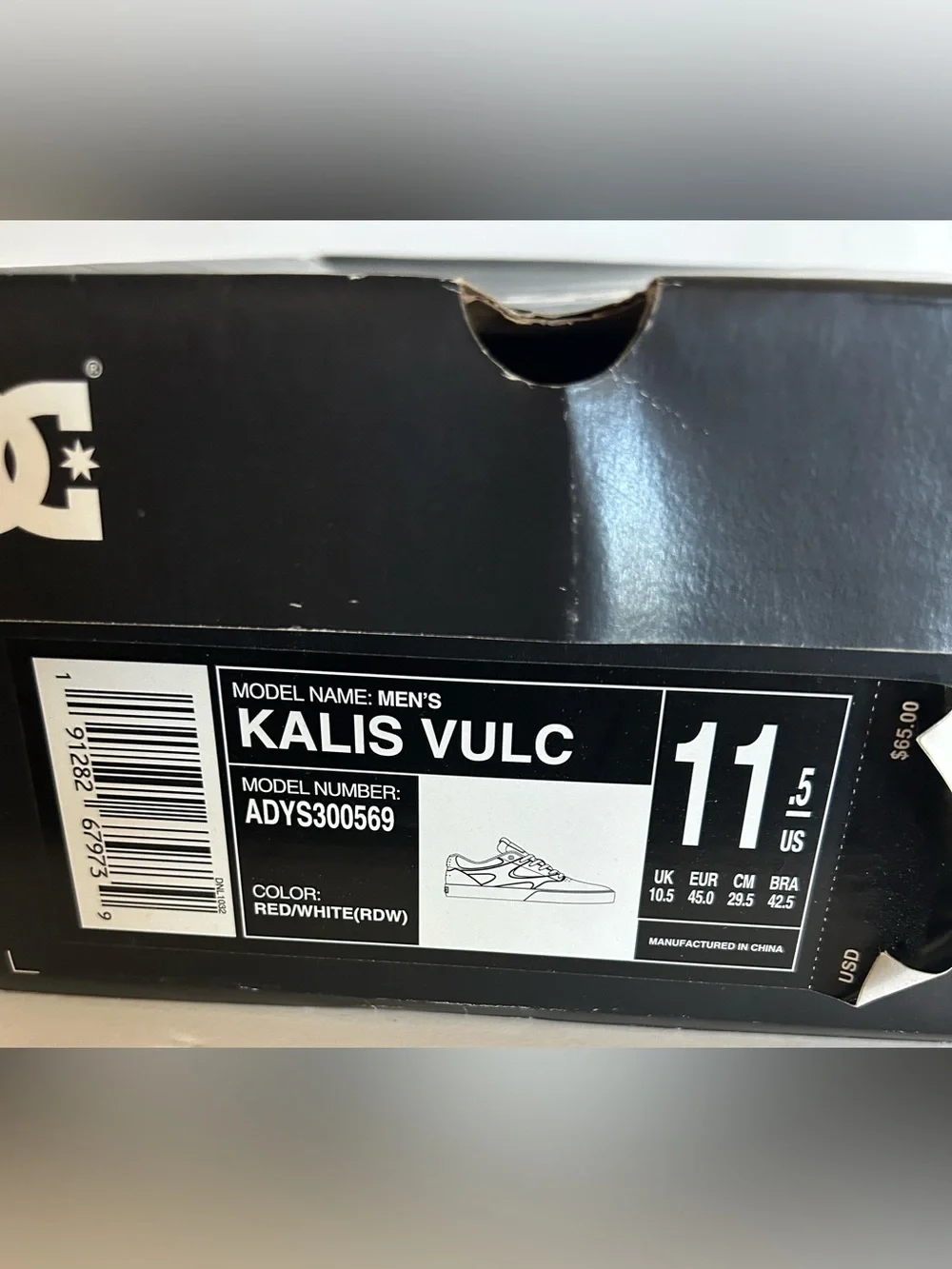DC Kalis Vulc Men’s Red and White Skate Sneakers
